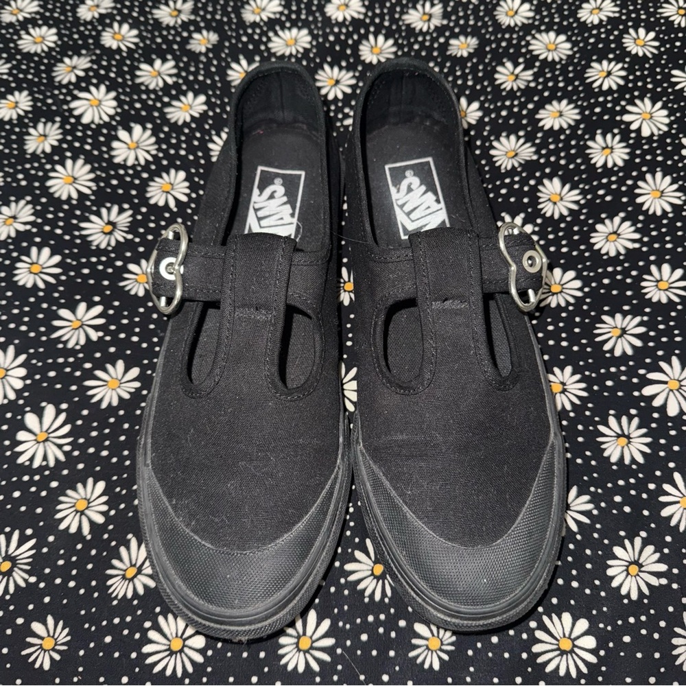 Vans Women's Black Style 93 Mary Jane Shoes with Heart Buckle